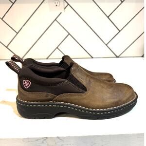 Ariat Traverse slip-on shoes brown leather barn shoe size 7 casual neutral farm